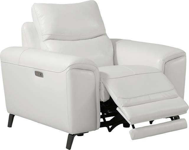 Rosato White Leather Power Recliner - Thumbnail - Image 2