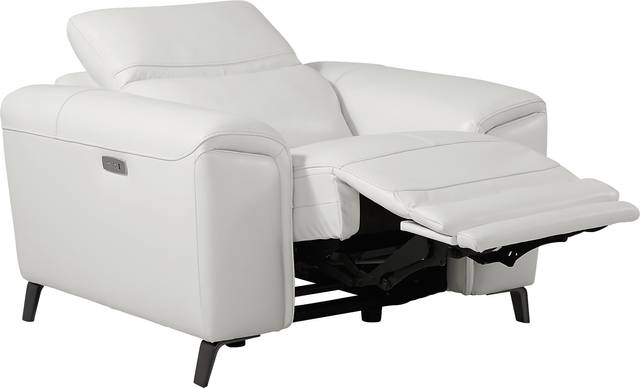 Rosato White Leather Power Recliner - Thumbnail - Image 3