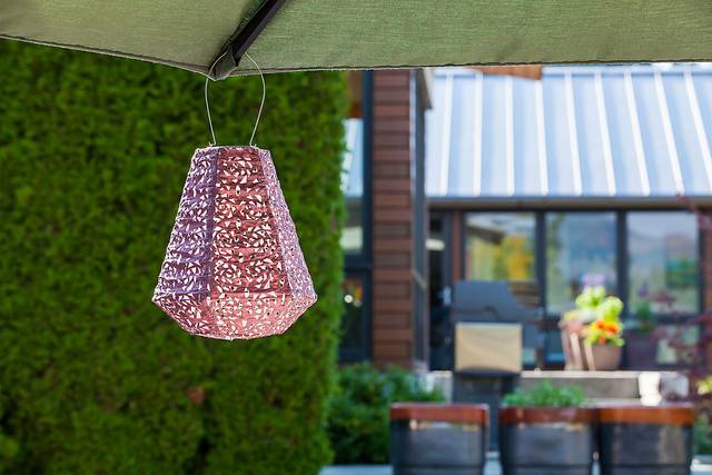 Rose Lace Purple Outdoor Solar Lantern - Thumbnail - Image 2