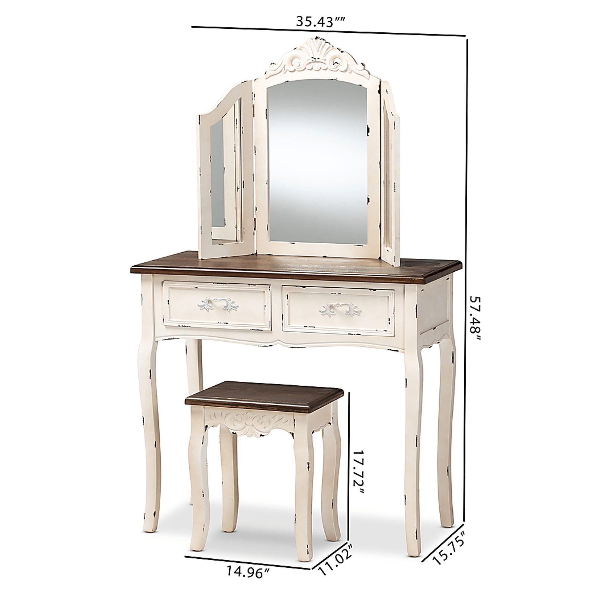 Rosedown White 2pc Vanity Set - Image 8