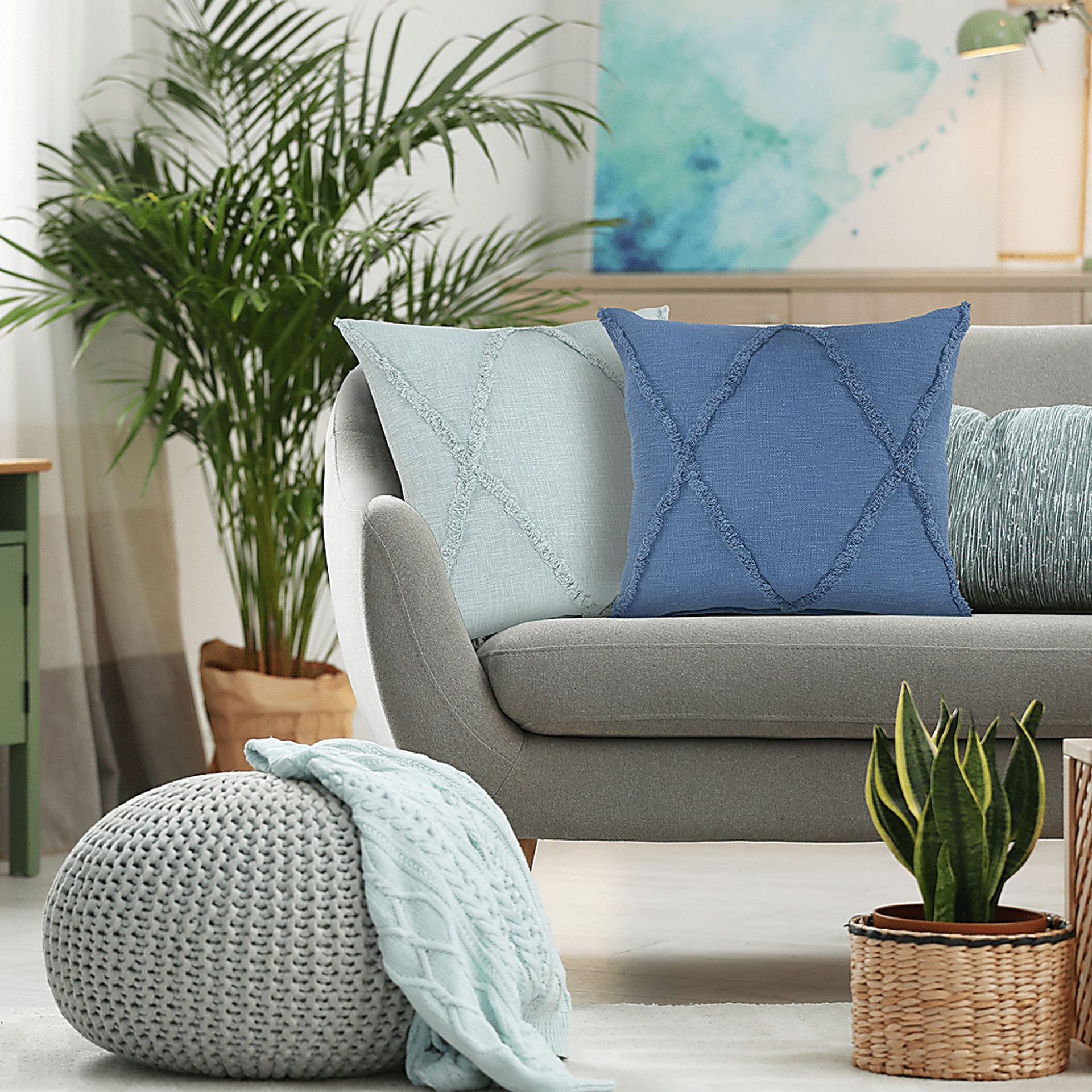 Rosellar Blue Throw Pillow - Image 3