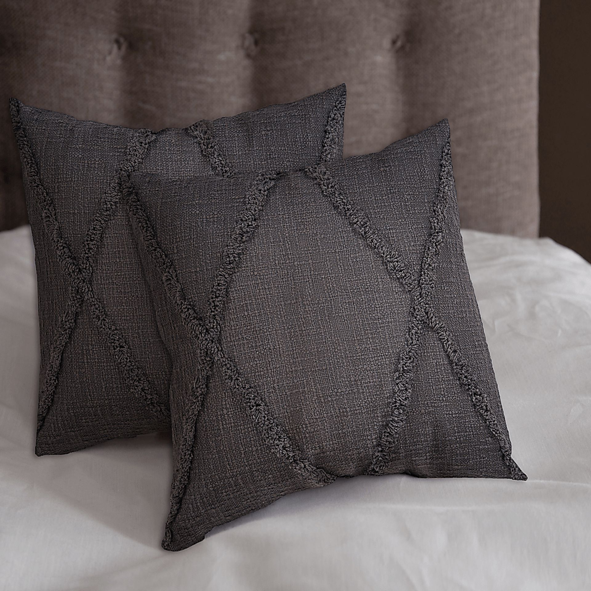 Rosellar Dark Gray Accent Pillow Set of 2 - Image 2