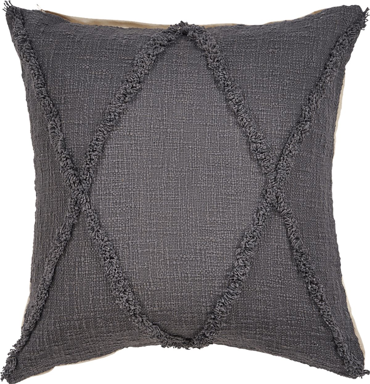 Rosellar Dark Gray Cotton Fabric Throw Pillow Rooms to Go