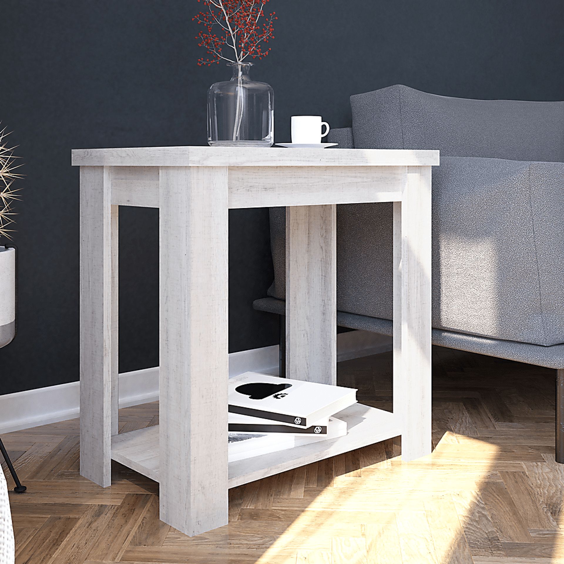 Rosestone White End Table - Image 3