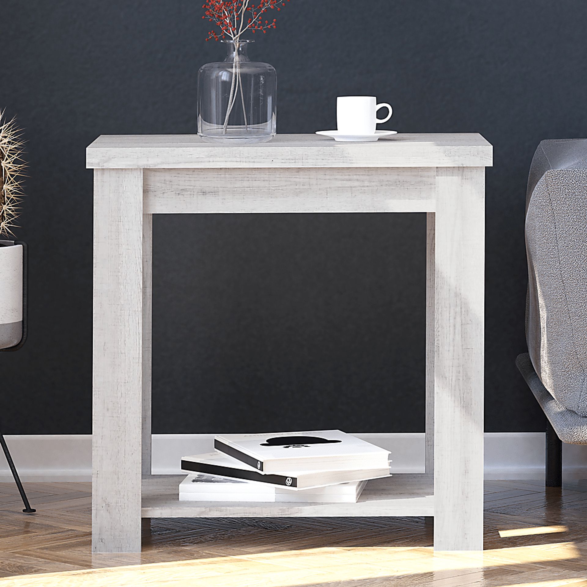 Rosestone White End Table - Image 4