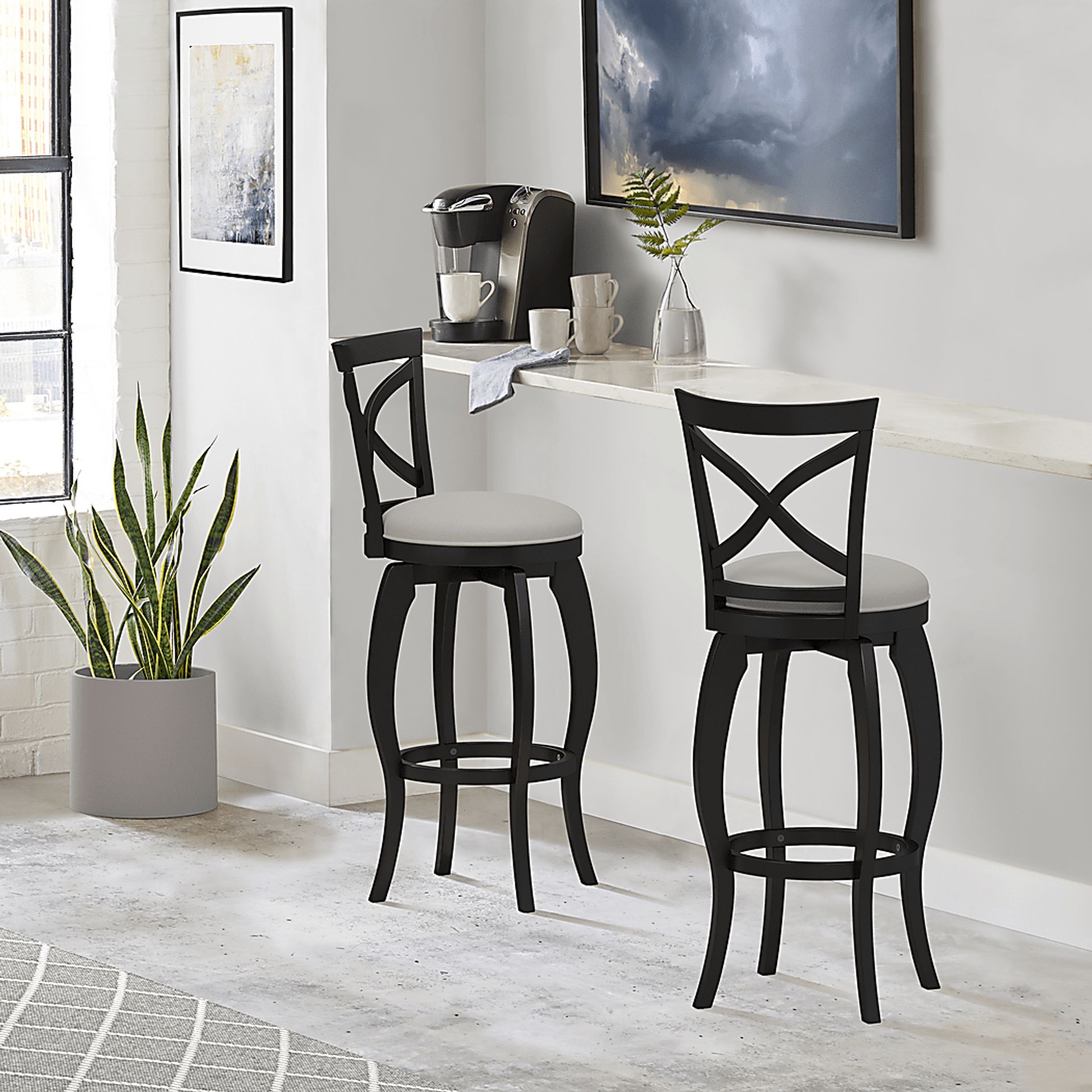 Roseton Black Swivel Barstool - Image 12