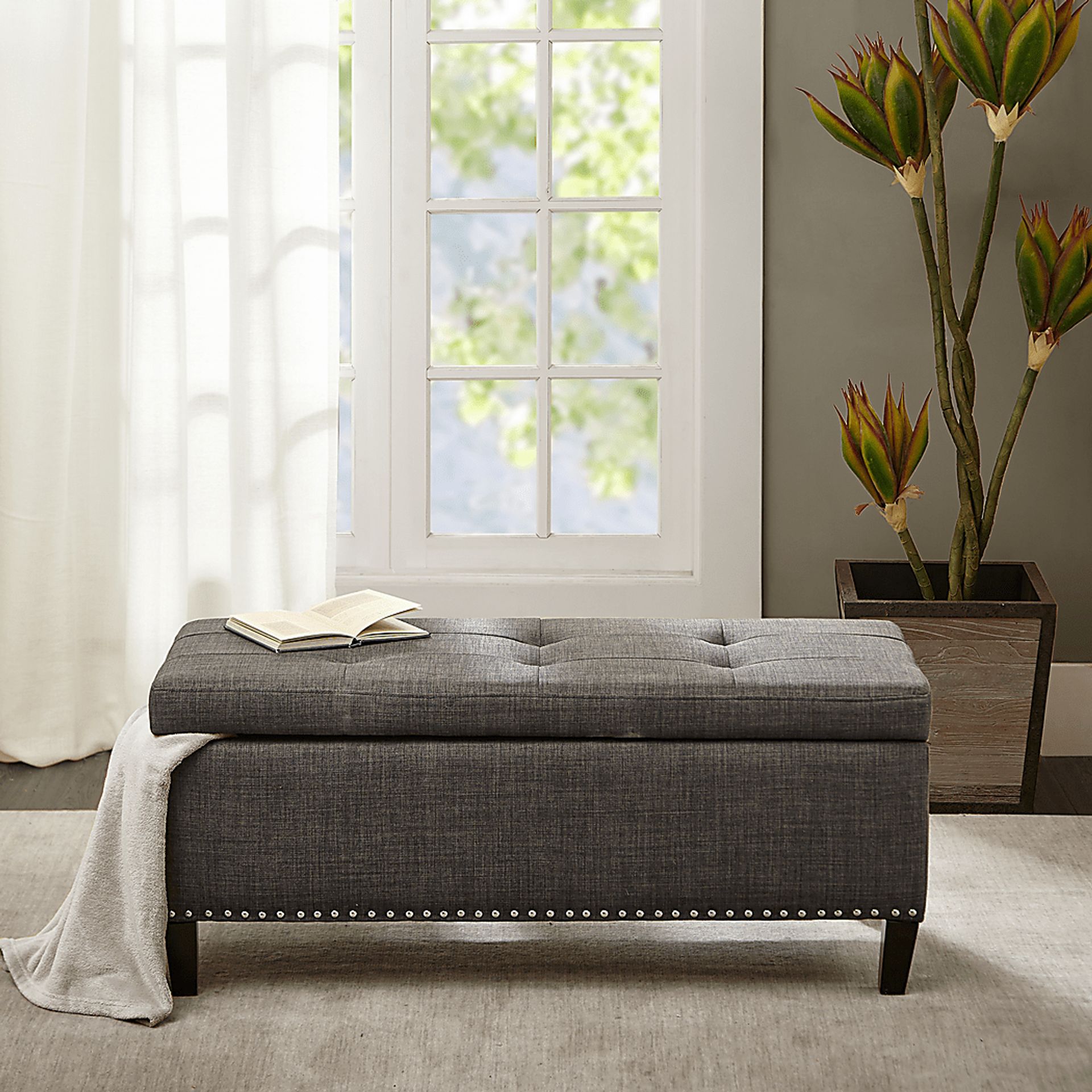 Rosewin Charcoal Accent Bench - Image 5