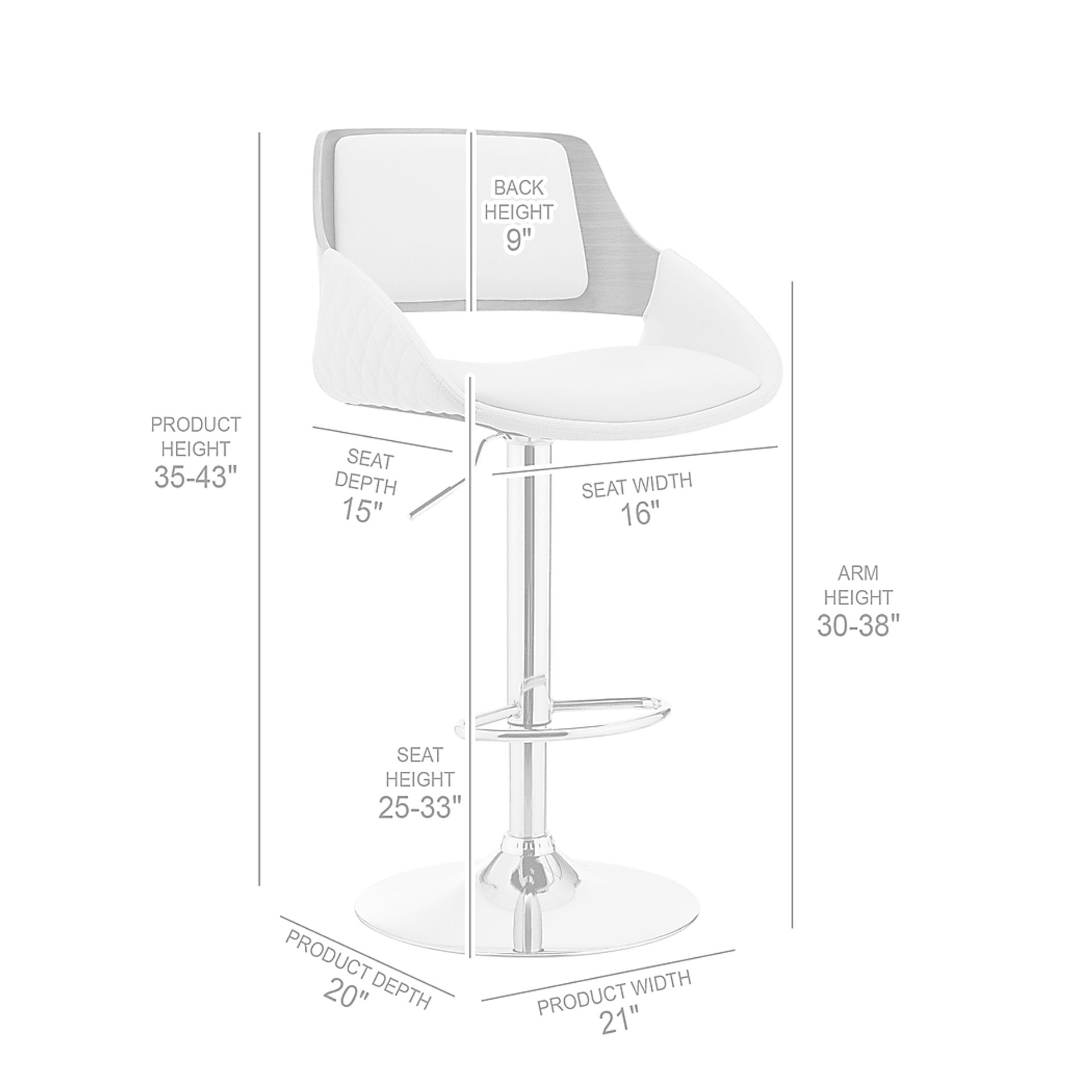 Roshana Gray Adjustable Barstool - Image 11