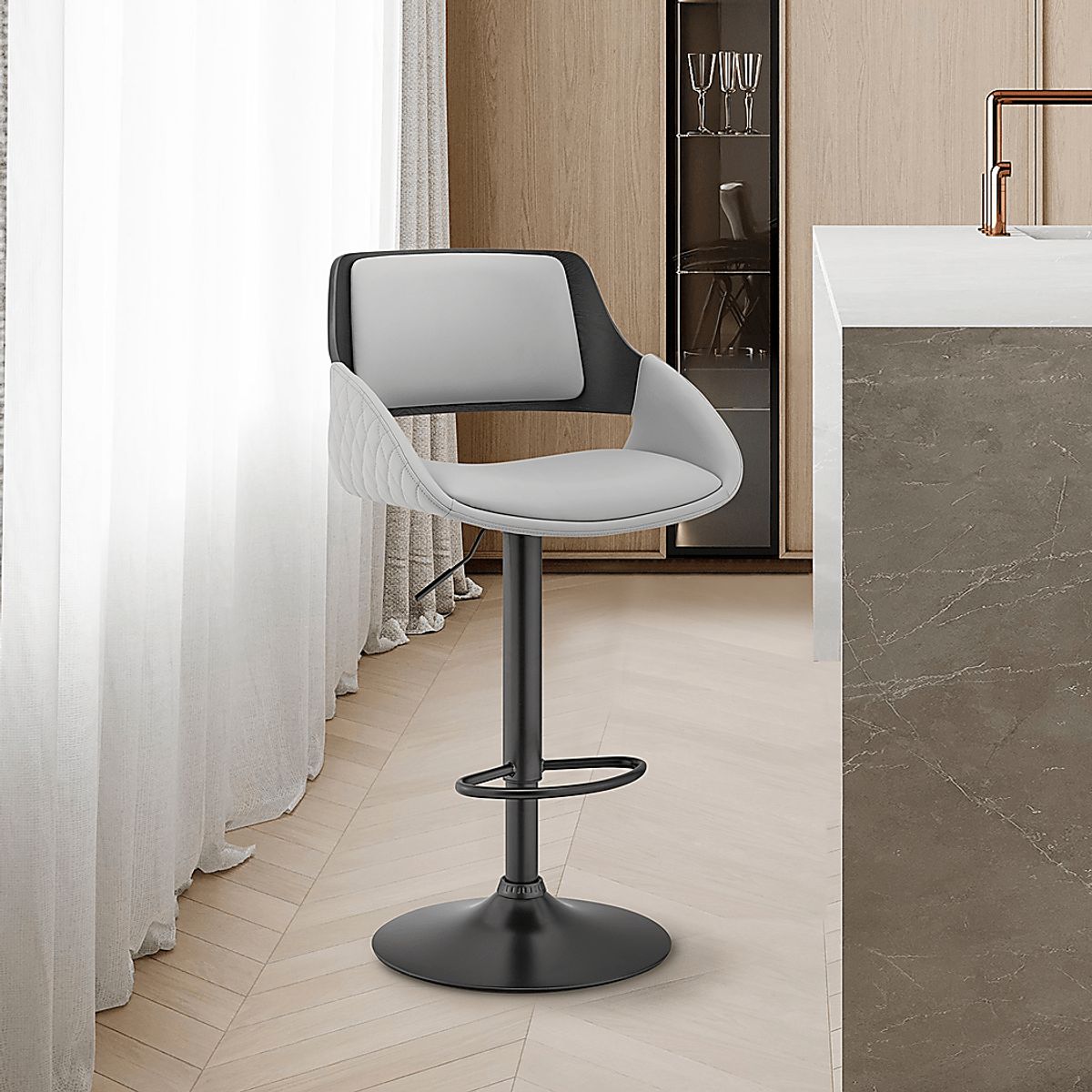 Roshana Black Black,Colors Gray Polyurethane Fabric Adjustable,Swivel ...