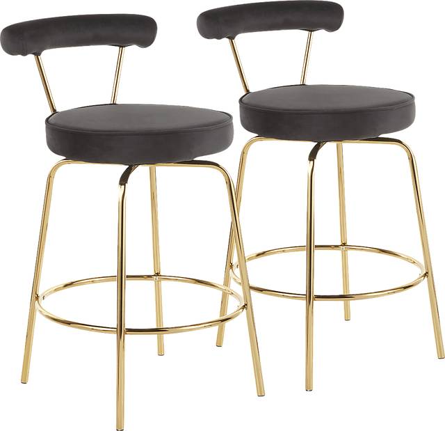 Rosiere Black Counter Height Stool, Set of 2 - Thumbnail - Image 1