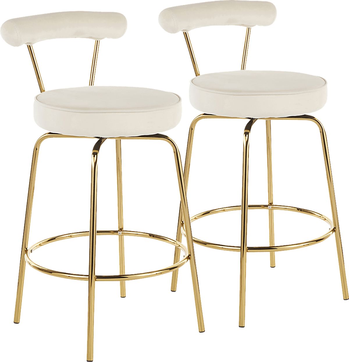 Rosiere Gold Colors,Metal Cream Beige Swivel Barstool | Rooms to Go