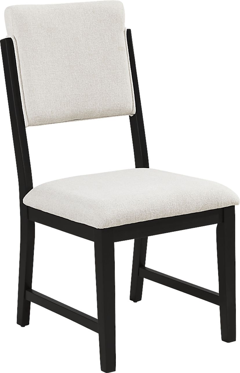 Rosolli Beige Side Chair with Black Legs