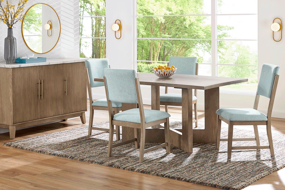 Rosolli 5 Pc Gray Blue Dining Room Set With Rectangular Dining Table ...