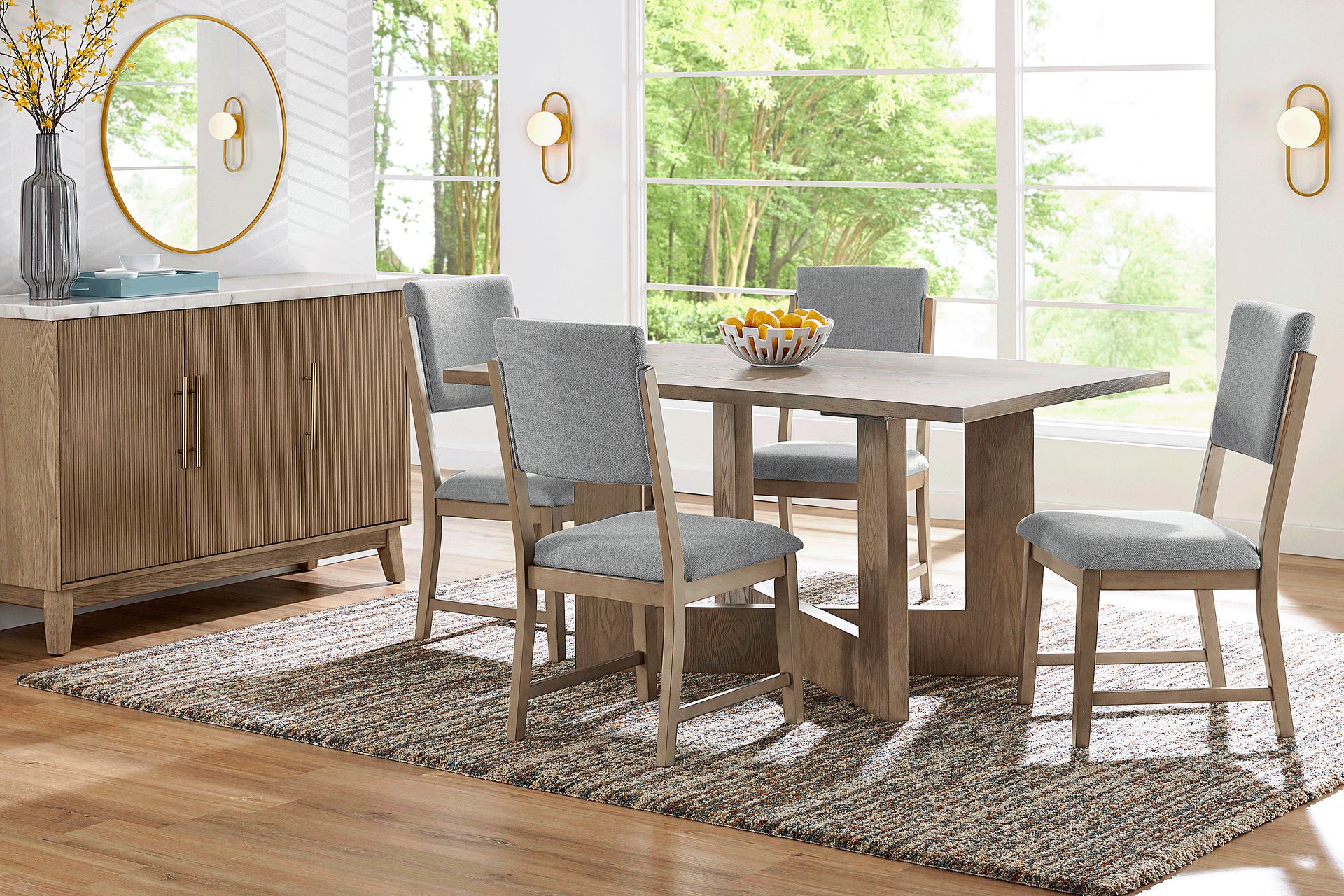 Rosolli Gray 5 Pc Rectangular Dining Room with Gray Upholstered Chairs - Image 1