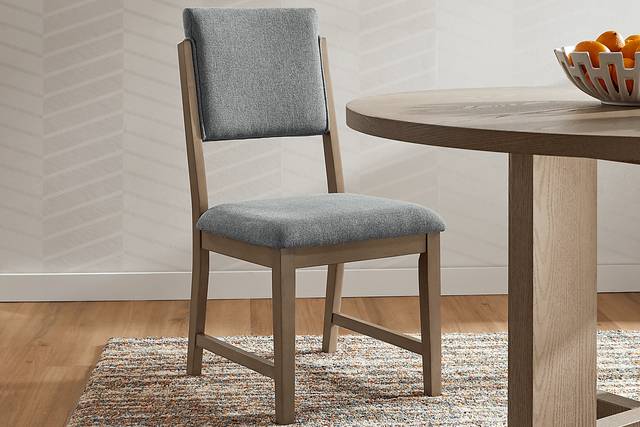Rosolli Gray 5 Pc Round Dining Room with Gray Upholstered Chairs - Thumbnail - Image 8