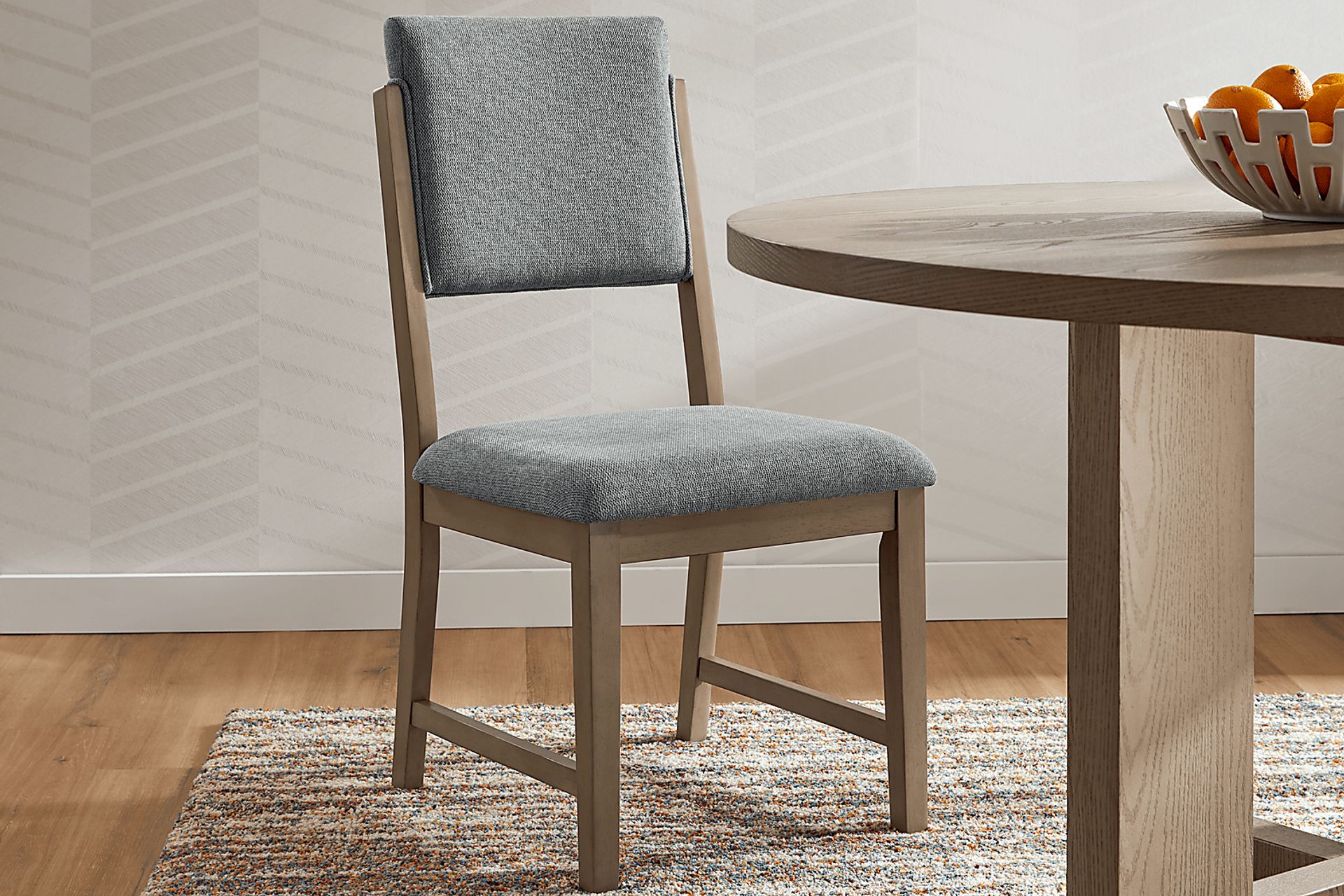 Rosolli Gray 5 Pc Round Dining Room with Gray Upholstered Chairs - Image 8