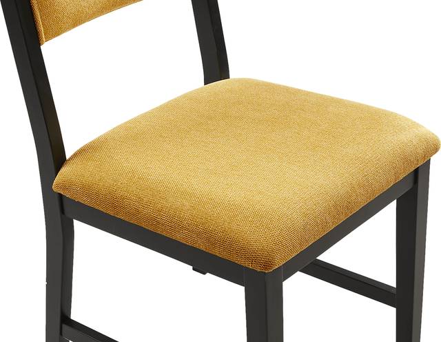 Rosolli Black 5 Pc Round Dining Room with Maize Upholstered Chairs - Thumbnail - Image 7