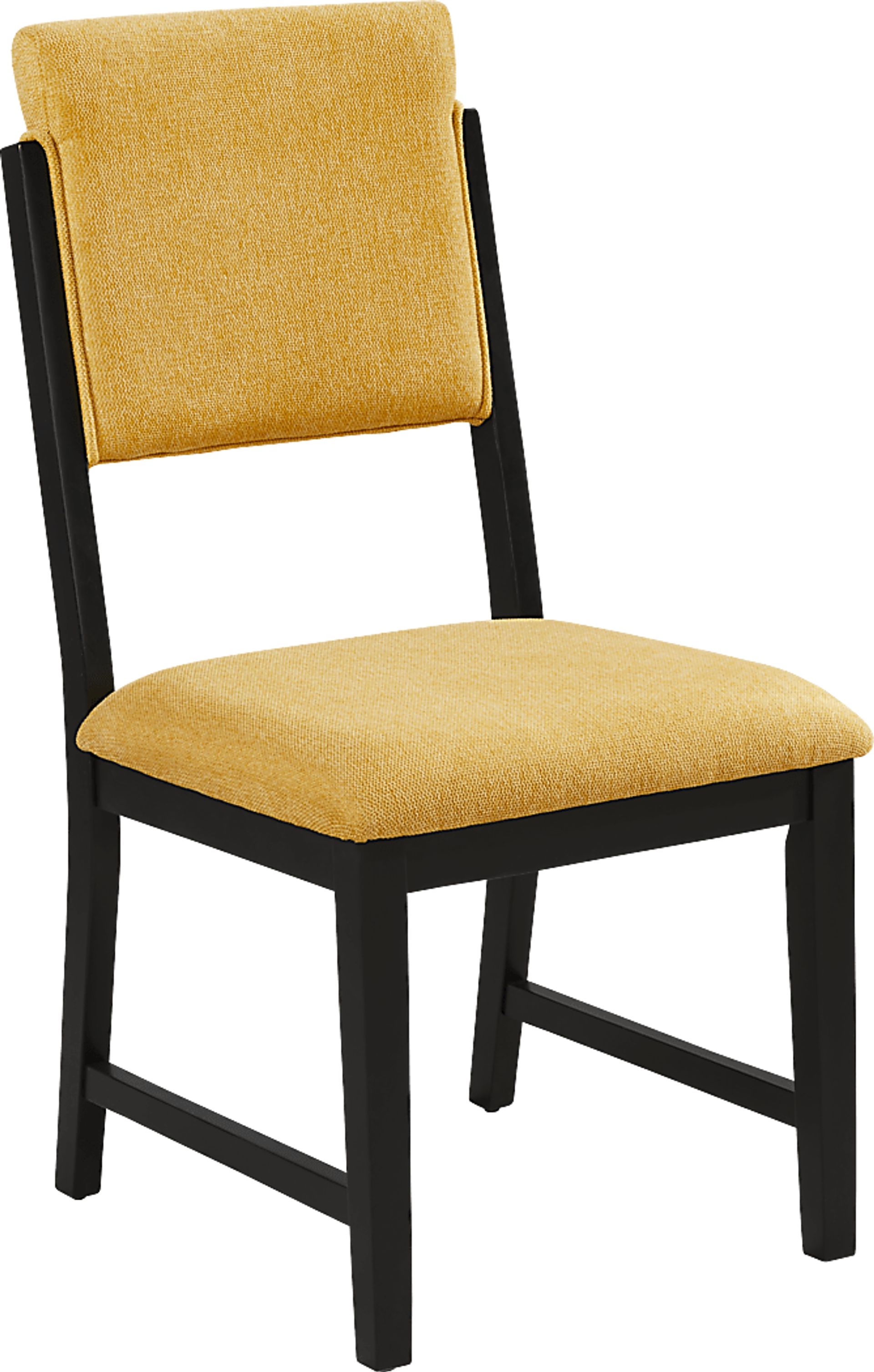 Rosolli Black 5 Pc Round Dining Room with Maize Upholstered Chairs - Image 5