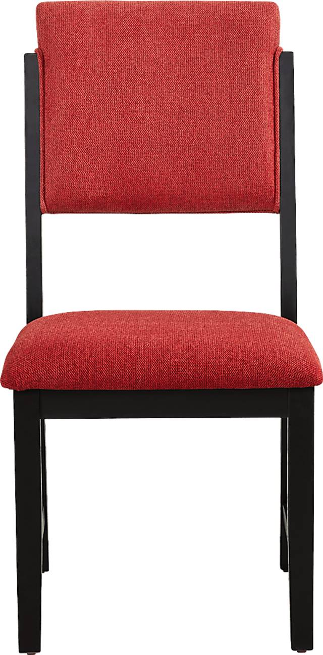 Rosolli Black 5 Pc Round Dining Room with Red Upholstered Chairs - Thumbnail - Image 6
