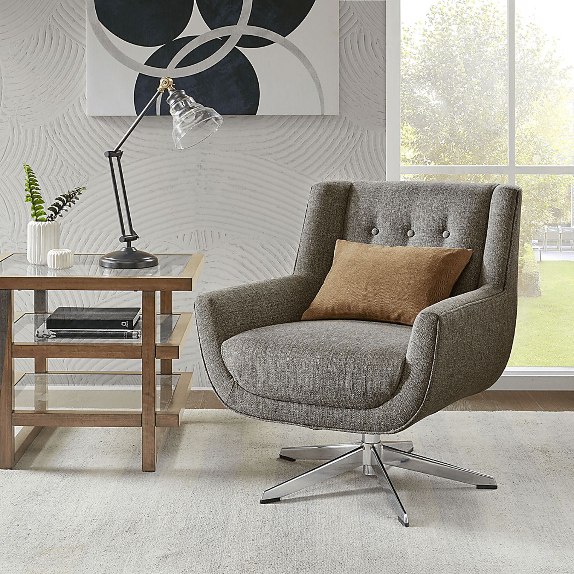Rossello Brown Accent Swivel Chair - Image 5