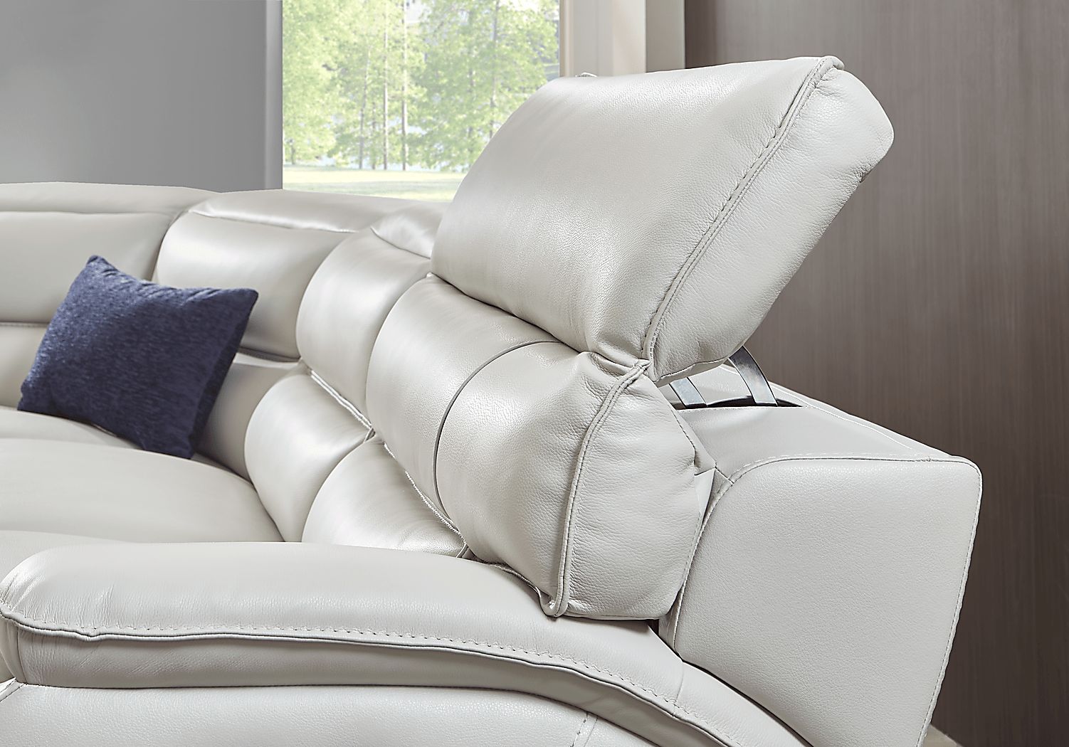 Rossini Light Gray Leather 5 Pc Dual Power Reclining Sectional | Rooms ...