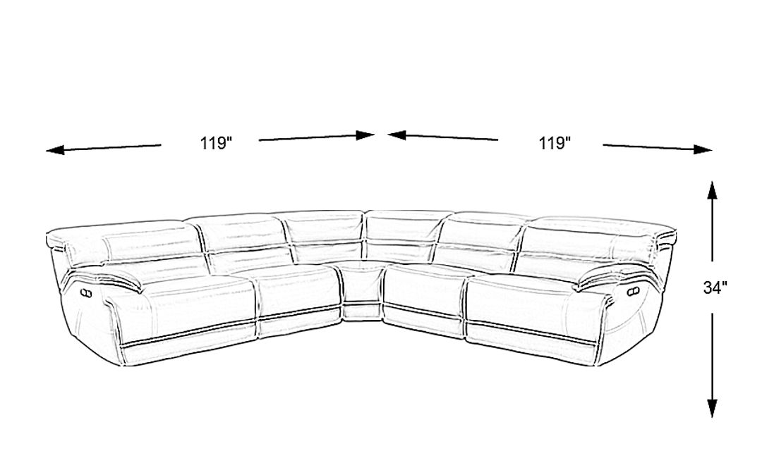 Rossini Leather 5 Pc Dual Power Reclining Sectional