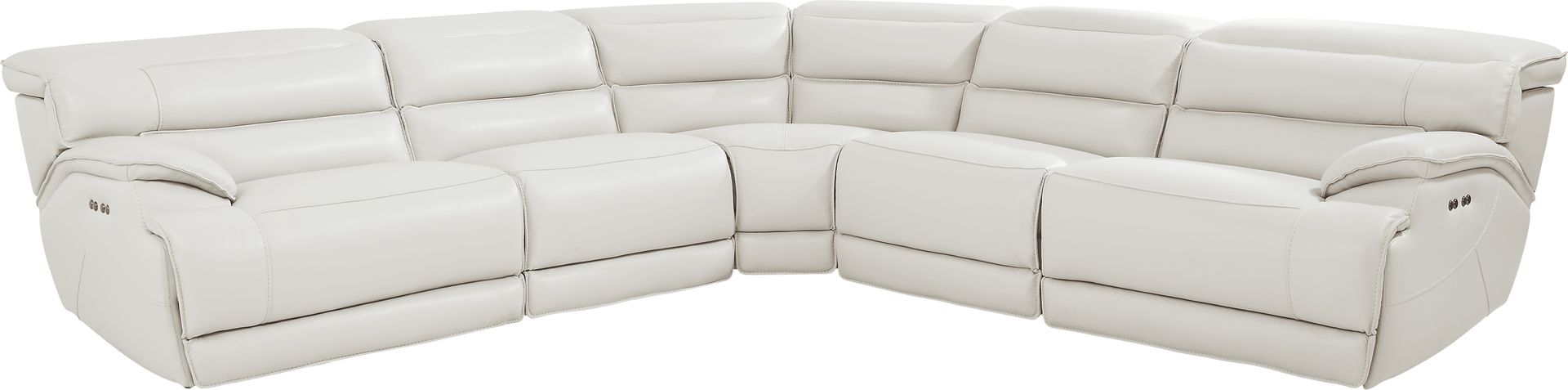 Rossini Light Gray Leather 5 Pc Dual Power Reclining Sectional - Image 1