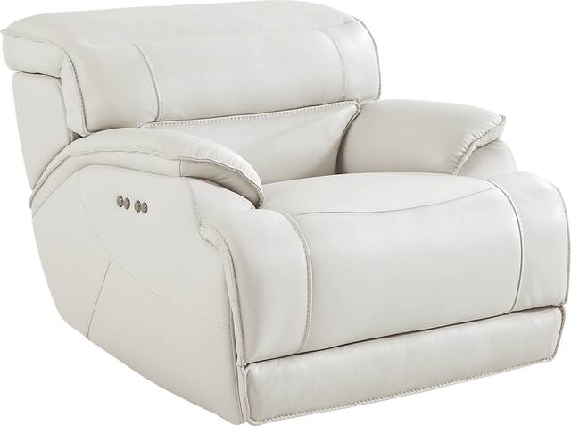 Rossini Light Gray Leather Dual Power Recliner - Thumbnail - Image 2