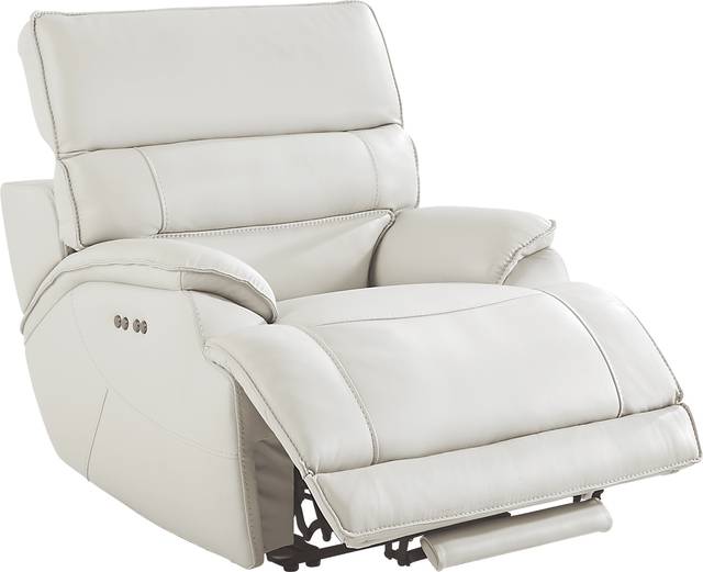 Rossini Light Gray Leather Dual Power Recliner - Thumbnail - Image 3