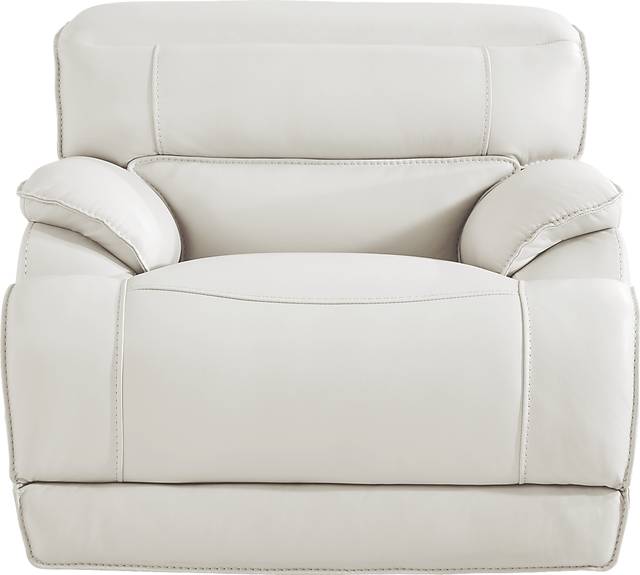 Rossini Light Gray Leather Dual Power Recliner - Thumbnail - Image 1