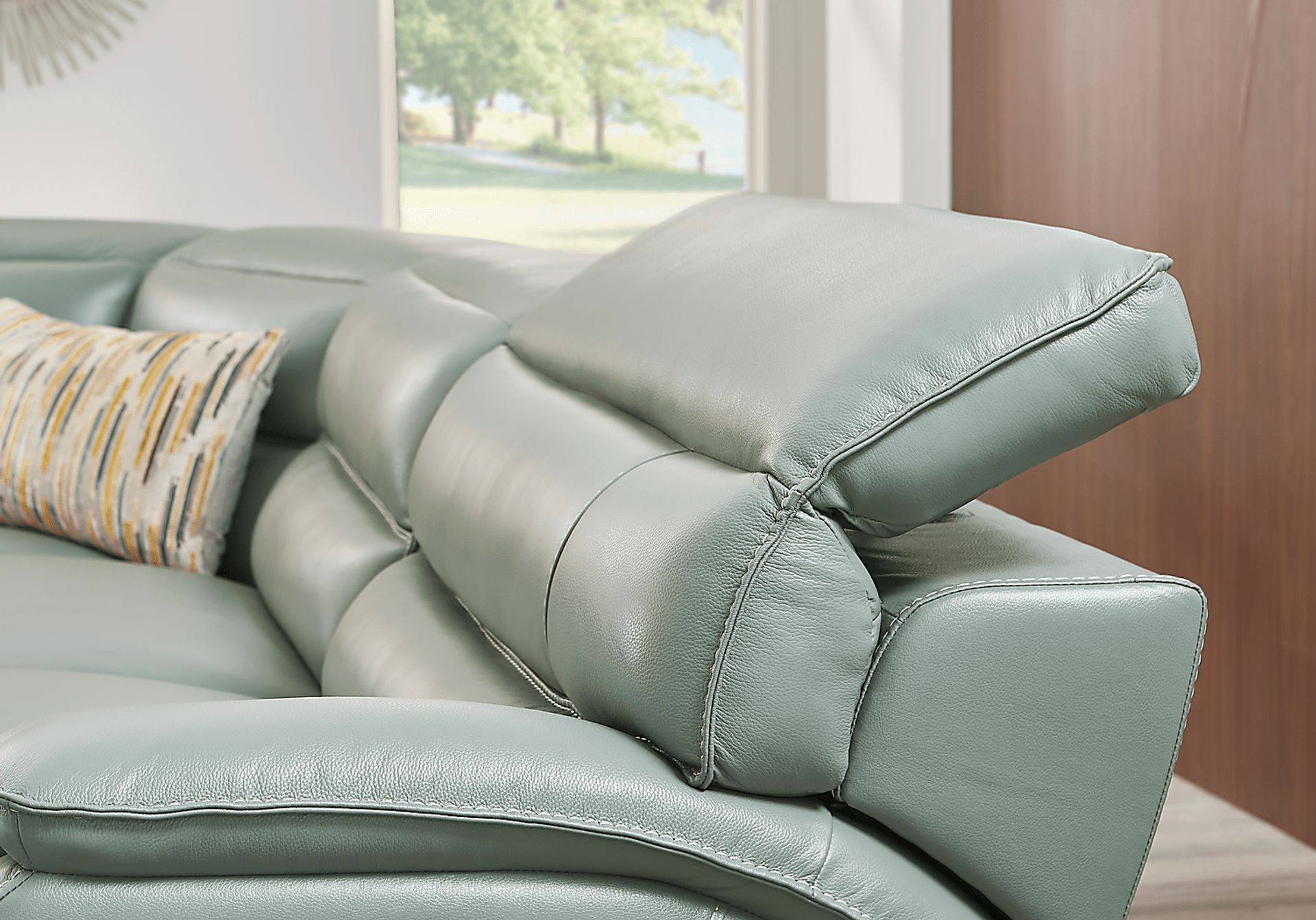 Rossini Mint Leather 7 Pc Dual Power Reclining Sectional - Image 5