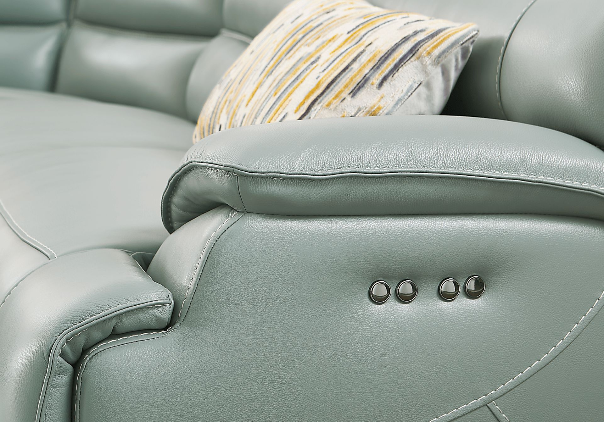 Rossini Mint Leather 7 Pc Dual Power Reclining Sectional - Image 8