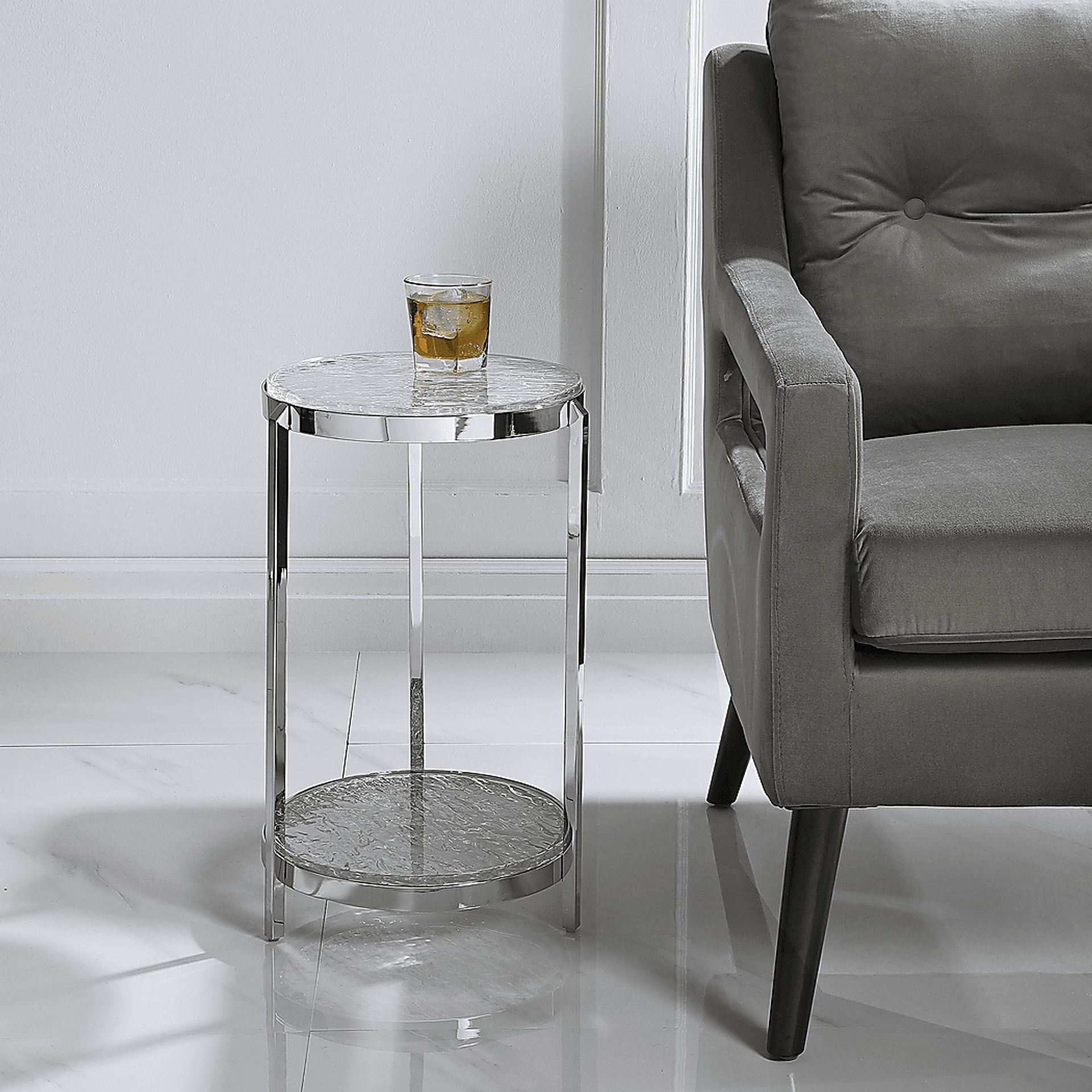 Roundfield Silver Accent Table - Image 4