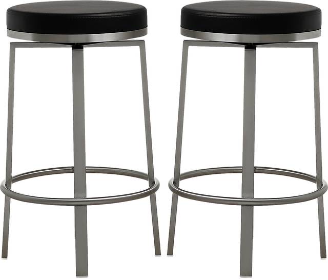 Rourke Black Counter Height Swivel Stool, Set of 2 - Thumbnail - Image 1