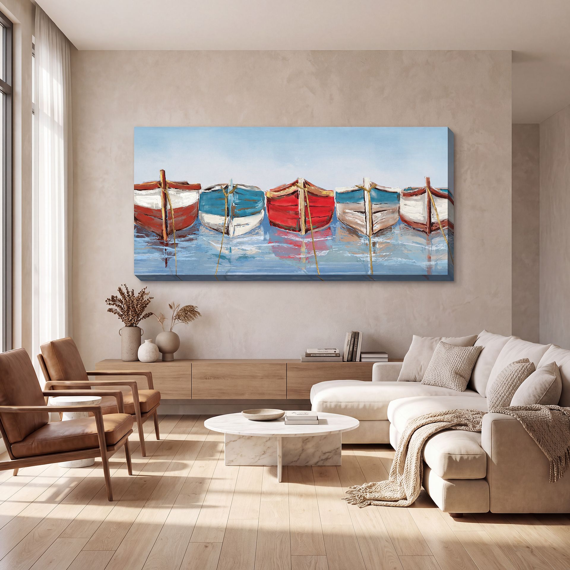 Rowboats Blue Indoor/Outdoor Wall Art - Image 3