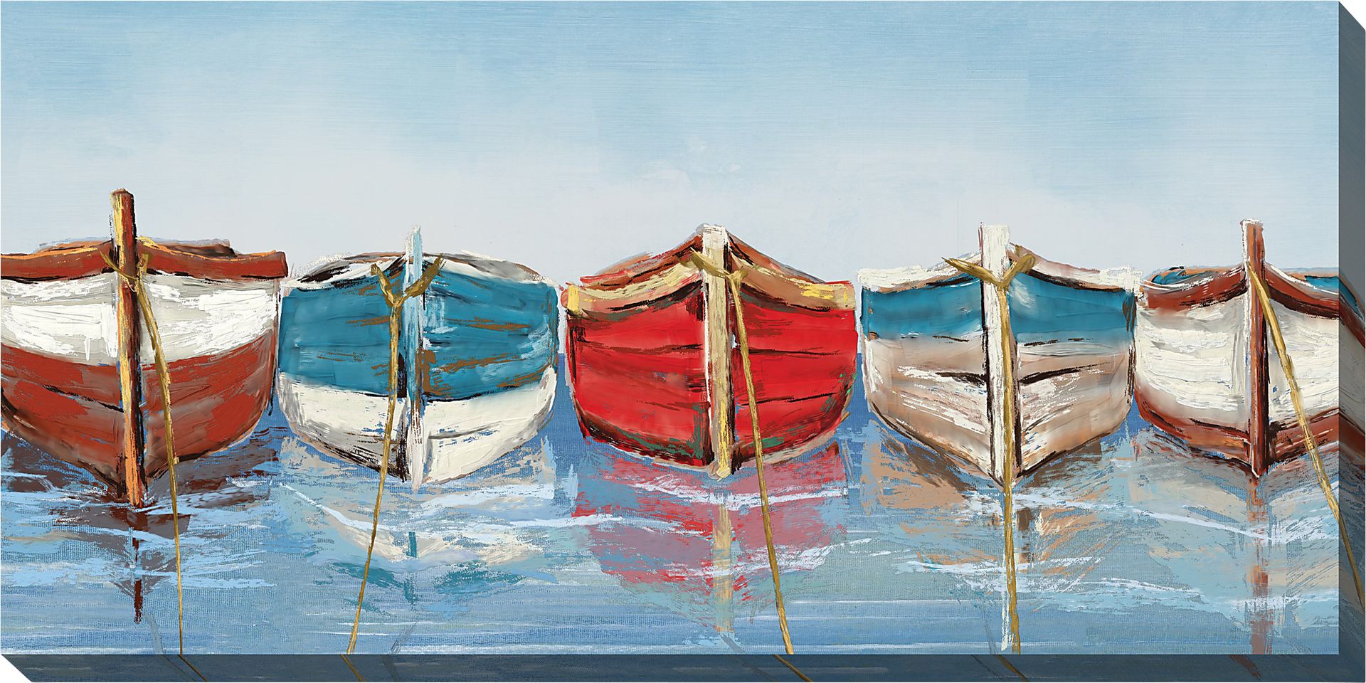 Rowboats Blue Indoor/Outdoor Wall Art - Image 1