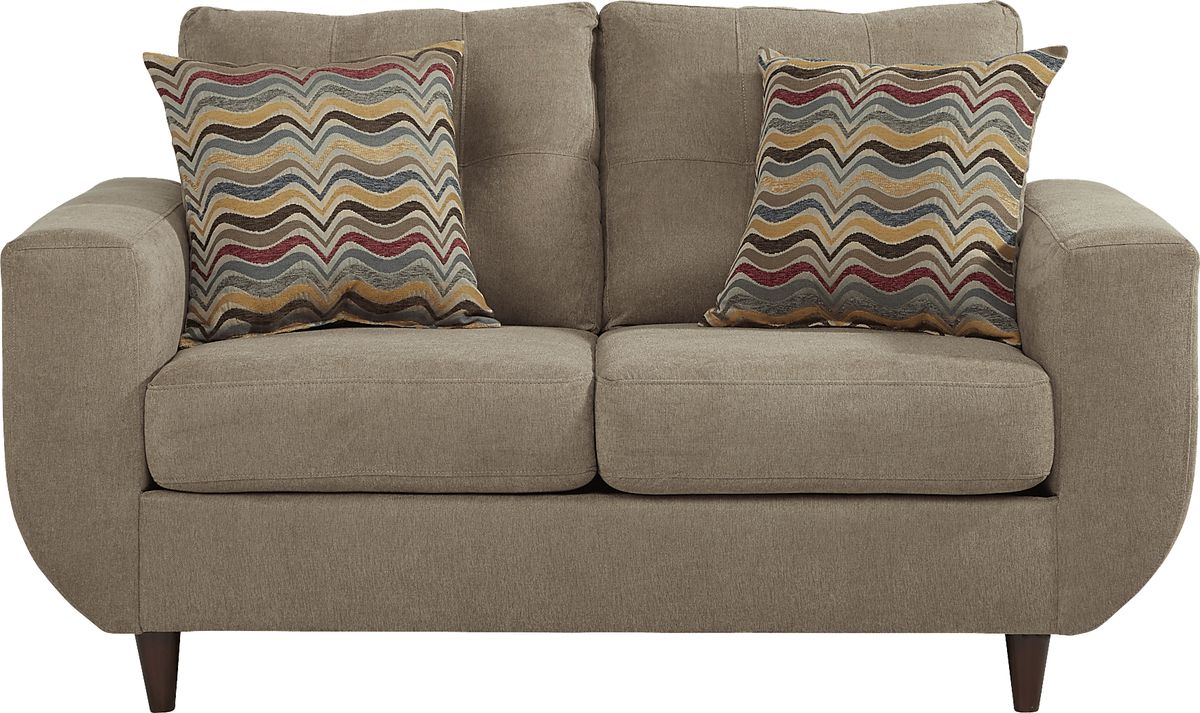 Rowlett 2 Pc Beige Chenille Fabric Living Room Set With Sofa, Loveseat ...