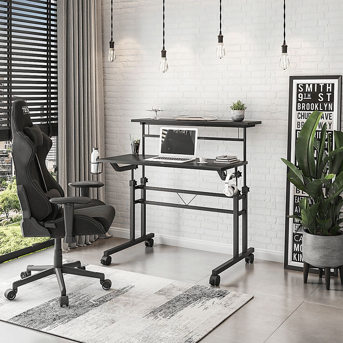 Rowson Black Desk | Rooms to Go