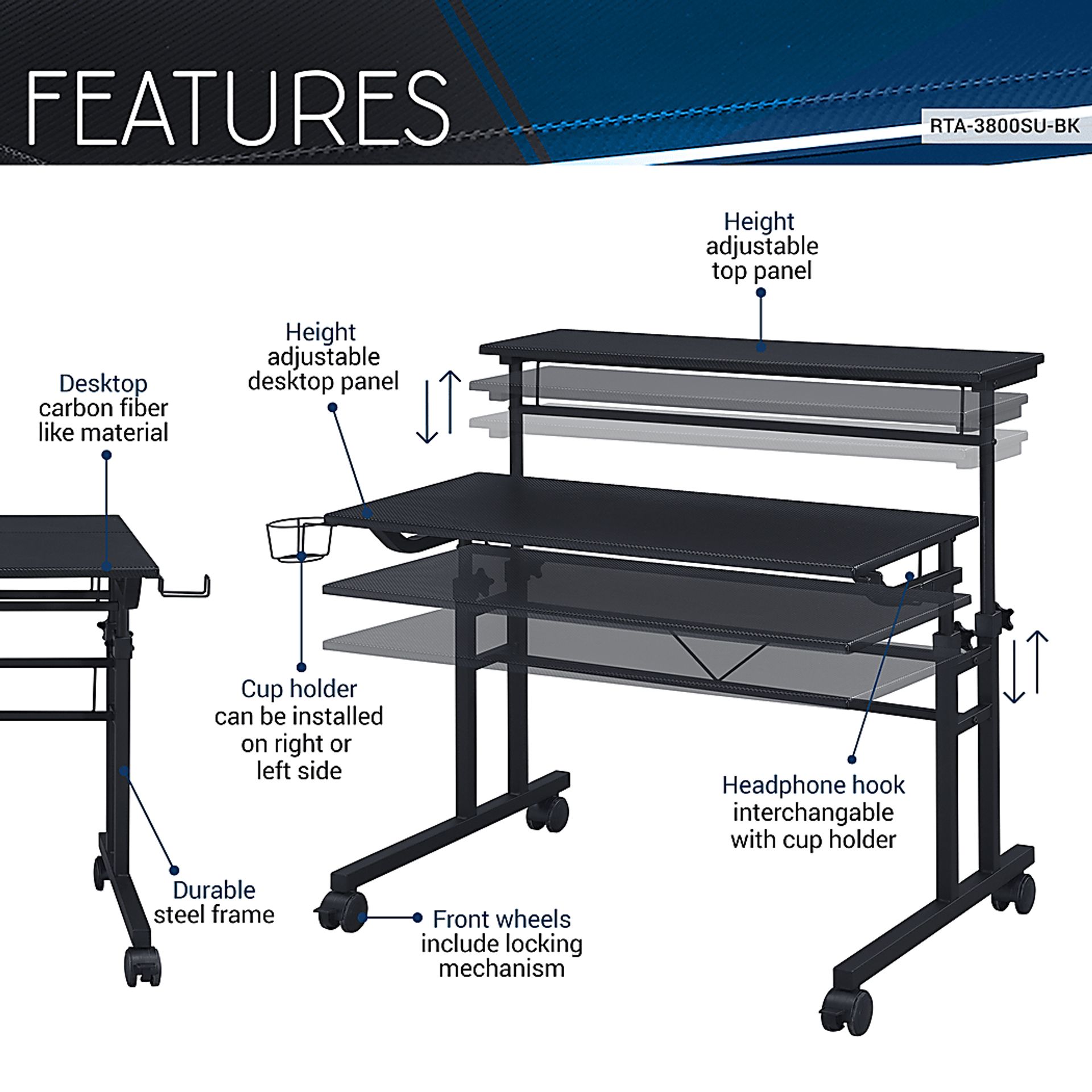 Rowson Black Writing Desk - Image 3