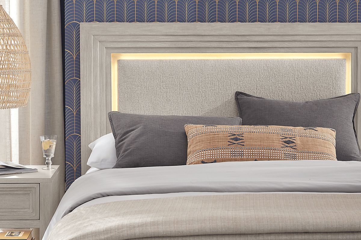 Cindy Crawford Royal Park 5 Pc Ivory Light Wood,White Polyester Fabric ...