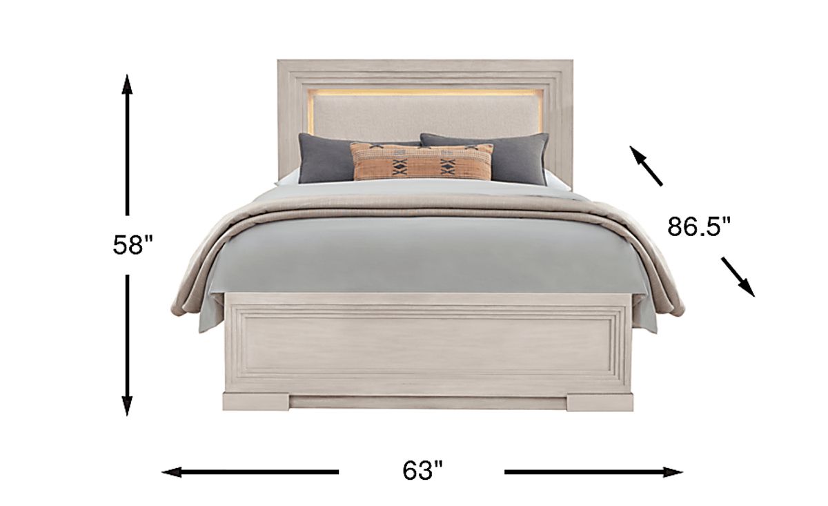 Cindy Crawford Royal Park Ivory Light Wood,White Polyester Fabric 3 Pc