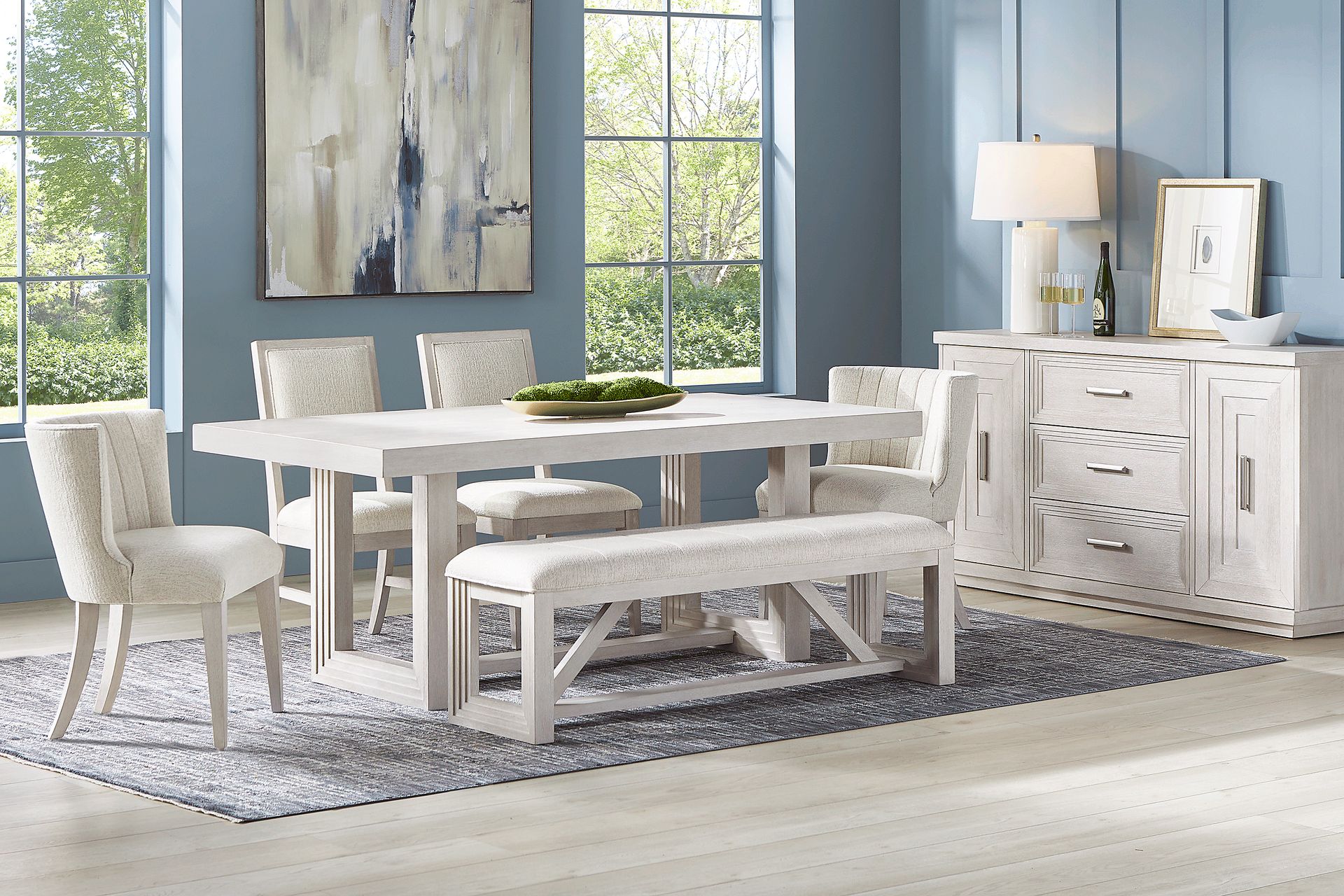 Royal Park Ivory 6 Pc Dining Room with Upholstered Chairs and Bench - Image 1