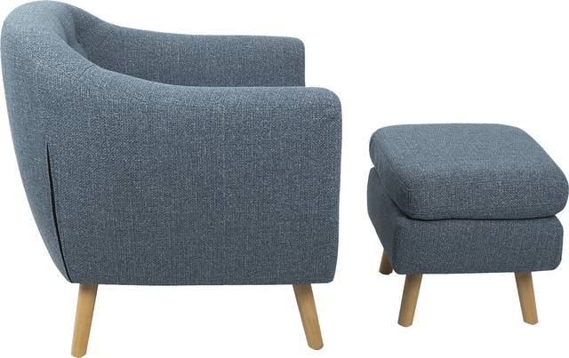 Rozelle Blue Accent Chair & Ottoman - Thumbnail - Image 2