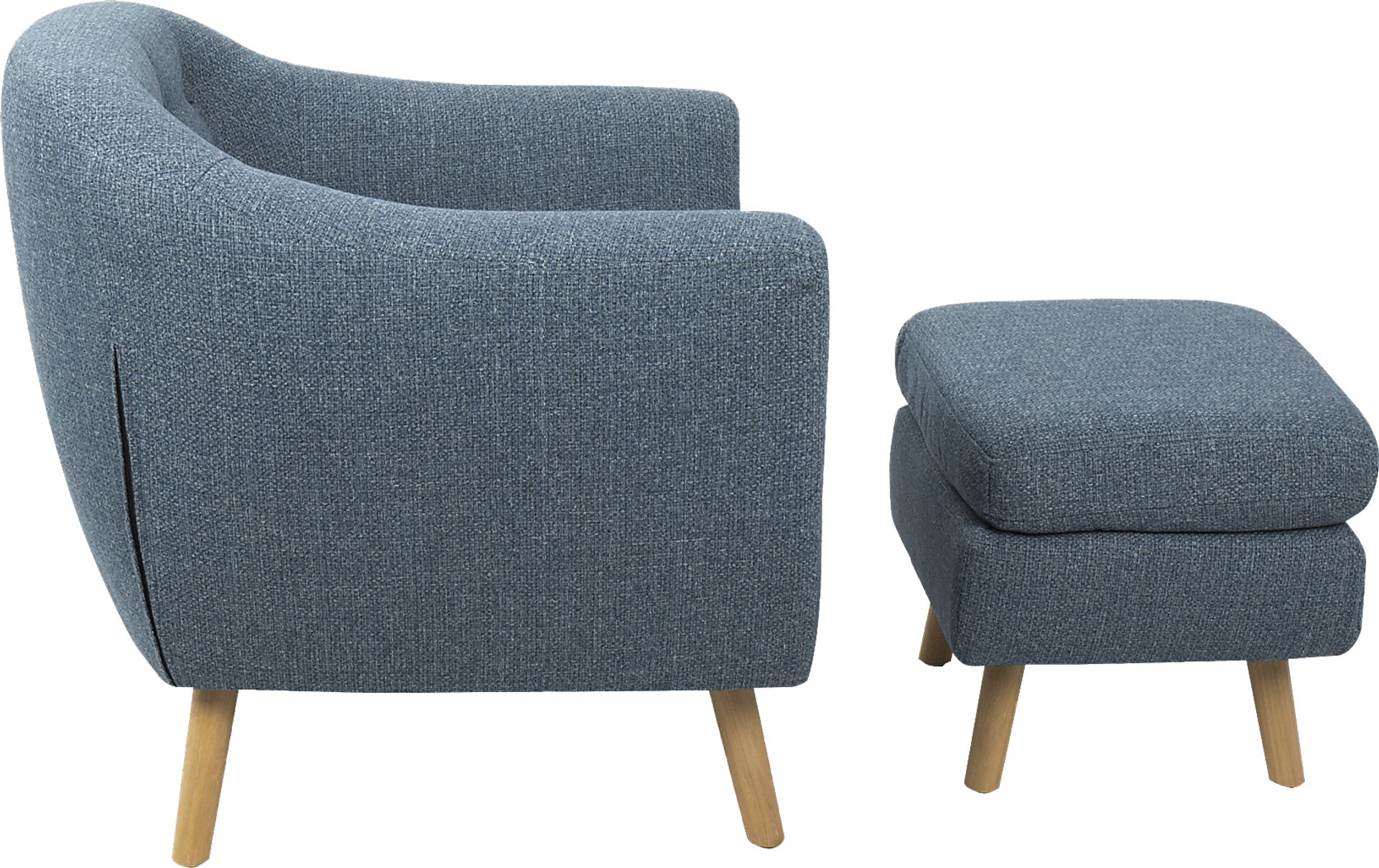 Rozelle Blue Accent Chair & Ottoman - Image 2