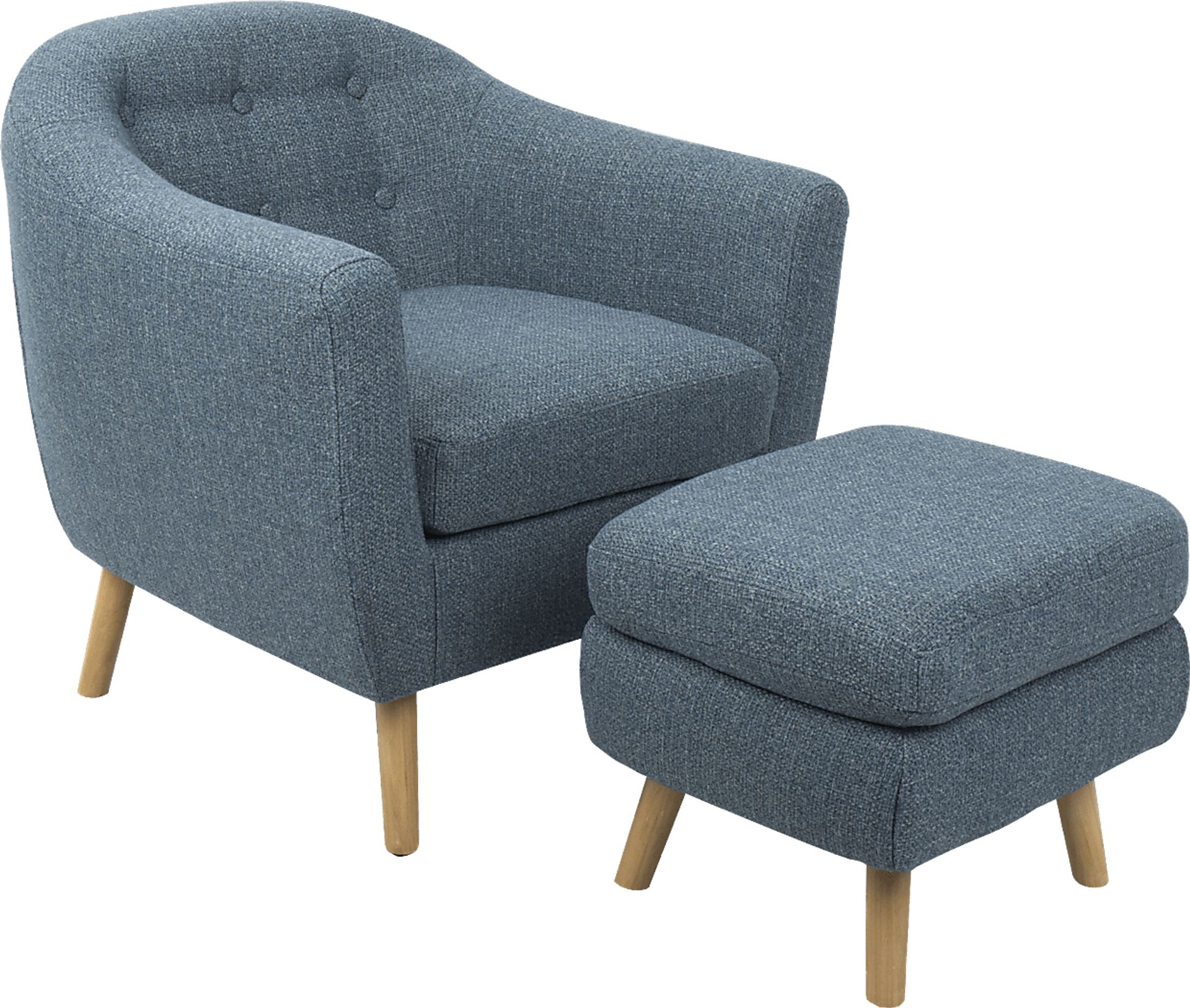 Rozelle Blue Accent Chair & Ottoman - Image 1