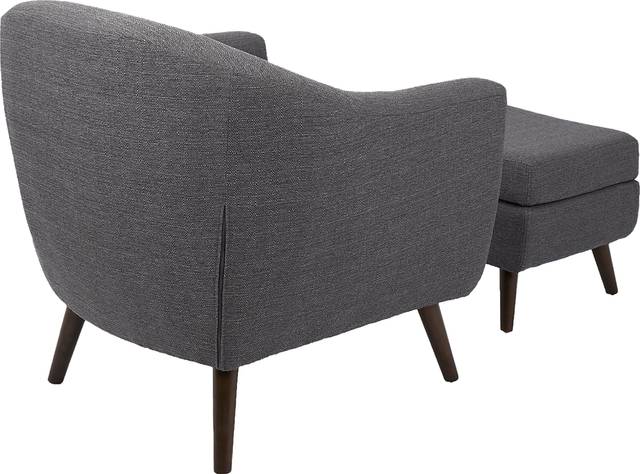 Rozelle Charcoal Accent Chair & Ottoman - Thumbnail - Image 2