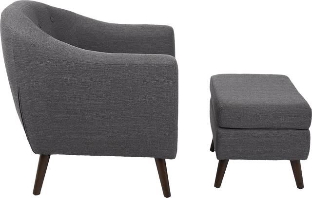 Rozelle Charcoal Accent Chair & Ottoman - Thumbnail - Image 3