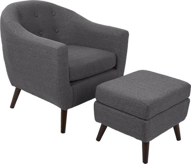 Rozelle Charcoal Accent Chair & Ottoman - Thumbnail - Image 1