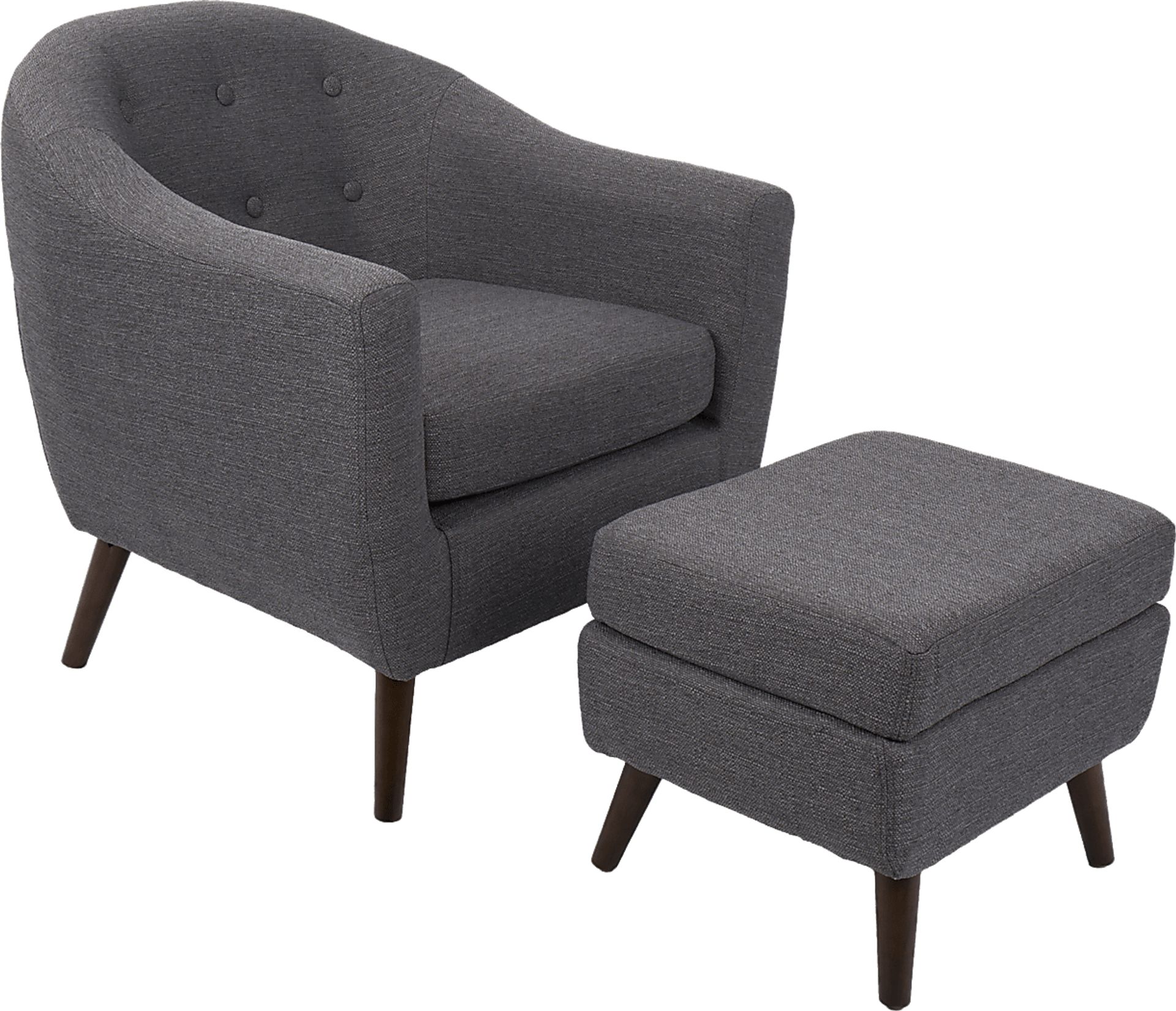 Rozelle Charcoal Accent Chair & Ottoman - Image 1