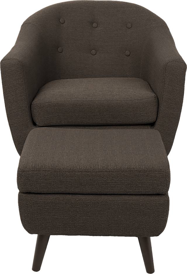 Rozelle Espresso Accent Chair & Ottoman - Thumbnail - Image 2